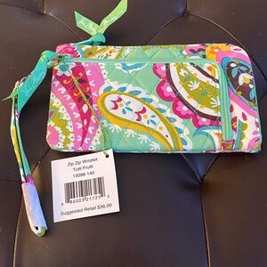 Vera Bradley Tutti Frutti Wristlet with Pink and Green